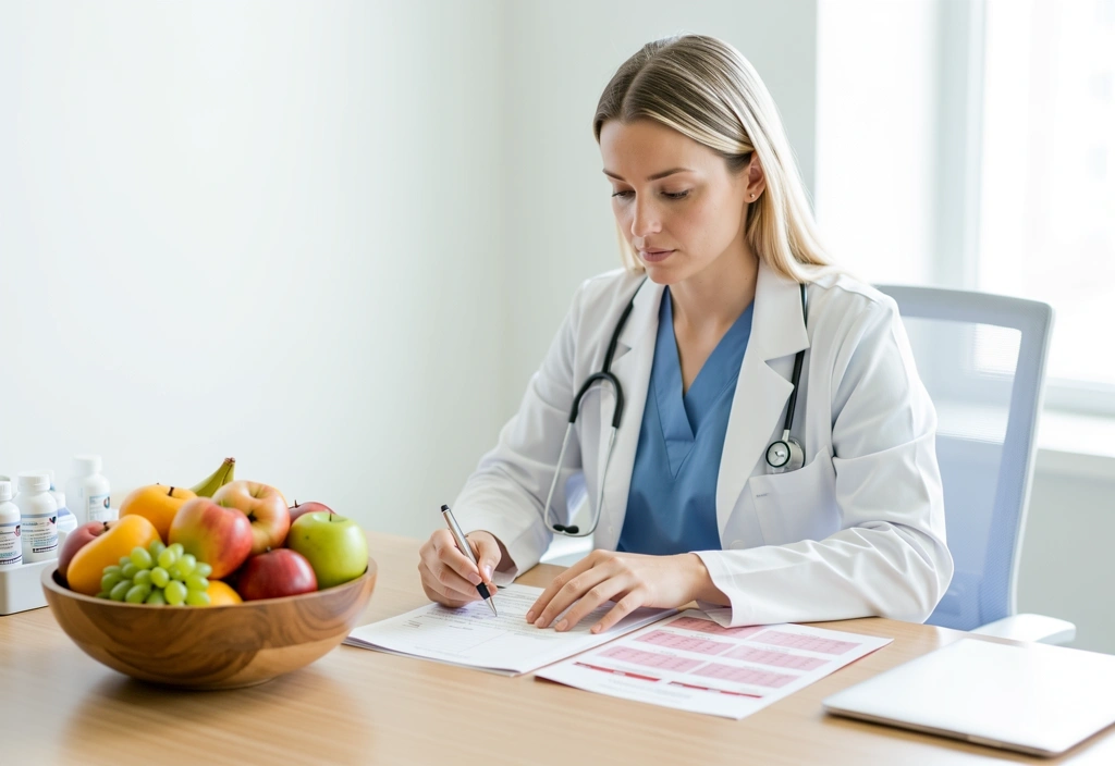 Ernährungsberater prüft Laborergebnisse